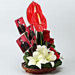 Red Anthurium & Mixed Flowers Personalised Arrangement
