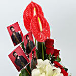 Red Anthurium & Mixed Flowers Personalised Arrangement