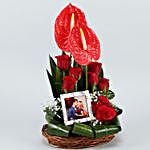 Red Anthurium & Roses Personalised Arrangement