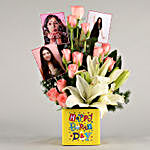 Pink Roses & White Lilies Personalised Birthday Mug