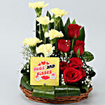 Yellow Carnations & Roses Arrangement With Table Top