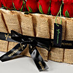 Red & White Roses Jute Wrapped Basket
