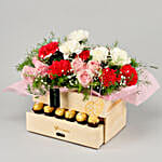 Classic Mix Of Roses & Carnations Basket