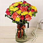 Fervent Roses & Carnations In Glass Vase