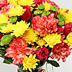 Fervent Roses & Carnations In Glass Vase