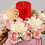 Graceful Rosy Pinks & Red Candle Arrangement