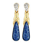 Estele Austrian Crystal Blue Enamel Drop Earrings