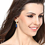 Estele Austrian Crystal Blue Enamel Drop Earrings