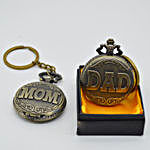 Antique Pocket Watch & keychain - Mom & Dad