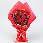 Red Roses Bouquet With Jade Plant & Chocolates