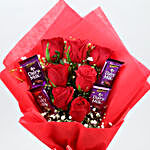 Red Roses Bouquet With Jade Plant & Chocolates