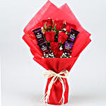 Red Roses Bouquet With Money Plant & Chocolates