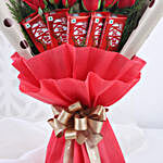 Red Roses Bunch With Jade Plant & Kitkat