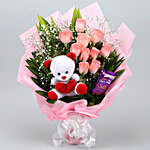 Special Bouquet With Syngonium Plant & Teddy