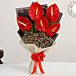 5 Red Anthuriums & Gypso Fillers Bouquet
