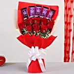 Beautiful Roses Bouquet With Dairy Milk Chocolates
