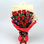 Bunch Of 10 Red Roses With Dairy Milk Chocolates