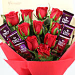 Bunch Of 10 Red Roses With Dairy Milk Chocolates