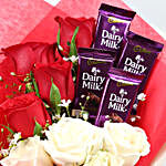 Mixed Roses Bouquet With Dairy Milk Chocolates