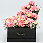 Pink Carnations & Ferrero Rocher Arrangement In FNP Box