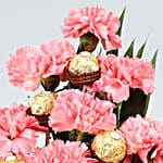 Pink Carnations & Ferrero Rocher Arrangement In FNP Box