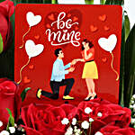 Romantic Red Roses Basket With Be Mine Table Top