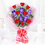 Red Roses Bouquet & Dairy Milk Chocolates