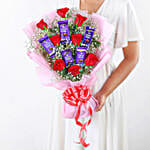 Red Roses Bouquet & Dairy Milk Chocolates