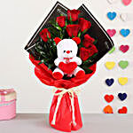 Red Roses Bouquet & Teddy Bear Combo