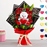 Red Roses Bunch & Teddy Bear Combo