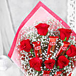 Red Roses Bunch With Nestle Kitkat Chocolates