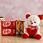 Cute Teddy With Kitkat & 5 Star