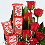 Red Roses Arrangement With Kitkat & Necklace Set