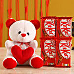 Cute Teddy With Kitkat Chocolates