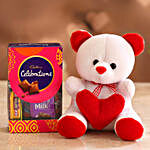 Cute Teddy With Small Cadbury Celebrations Box