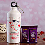 Colourful Hearts V-Day Personalised Bottle & Cadbury Dairy Milk