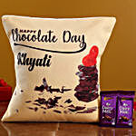 Chocolate Day Personalised Cushion and Cadbury Dairy Milk