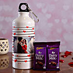 V Day Personalised Bottle and Cadbury Dairy Milk