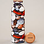 Personalised Pebbles Print Water Bottle With 2 Glasses