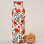 Personalised Red Floral Water Bottle With 2 Glasses