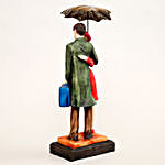 Couple Under Umbrella With Suitcase Figurine