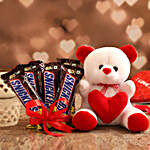 Snickers Chocolates With Red and White Teddy