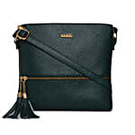 KLEIO Leatherette Sling Bag Dark Green