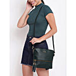 KLEIO Leatherette Sling Bag Dark Green