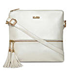 KLEIO Leatherette Sling Bag Pearl White