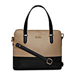 KLEIO Leatherette Twin Colour Hand Bag Beige