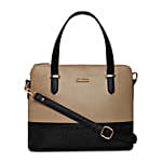 KLEIO Leatherette Twin Colour Hand Bag Beige