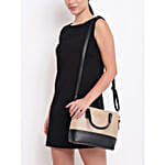 KLEIO Leatherette Twin Colour Hand Bag Beige