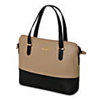 KLEIO Leatherette Twin Colour Hand Bag Beige