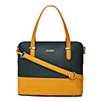 KLEIO Leatherette Twin Colour Hand Bag Green